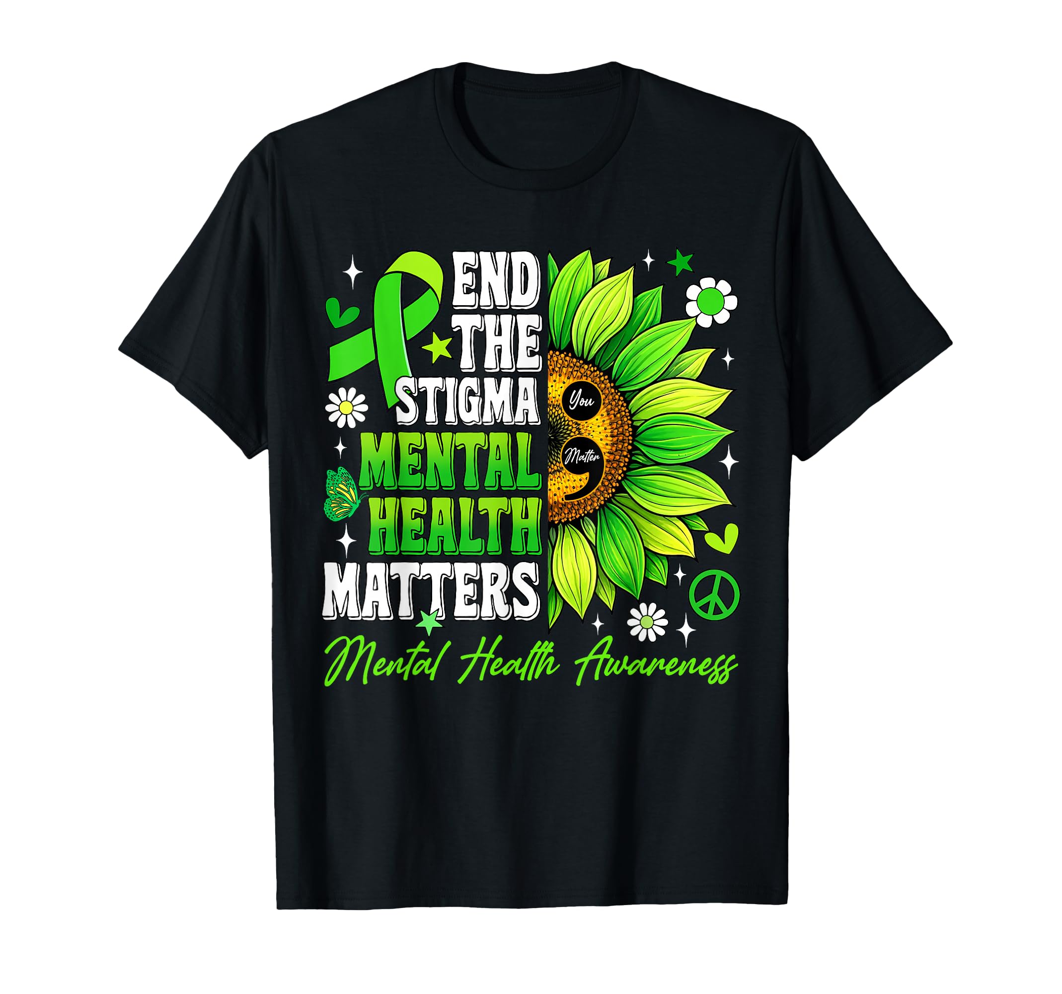 End Stigma Mental Health Matters T-Shirt - Trendy Graphic for Adults - T-Shirt, Sweatshirt, Hoodie