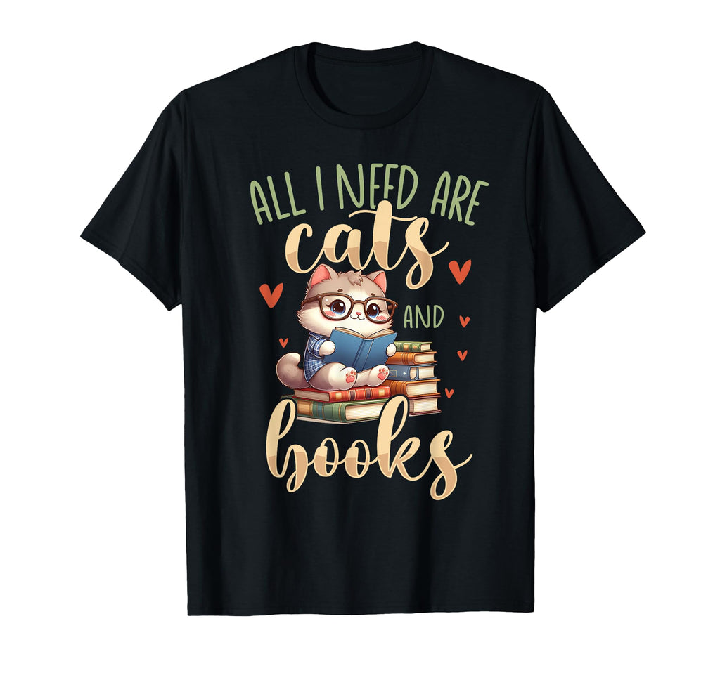 Cats Books Literature Reading Book T-Shirt - Minimalist Print Men Women - T-Shirt, Sweatshirt, Hoodie