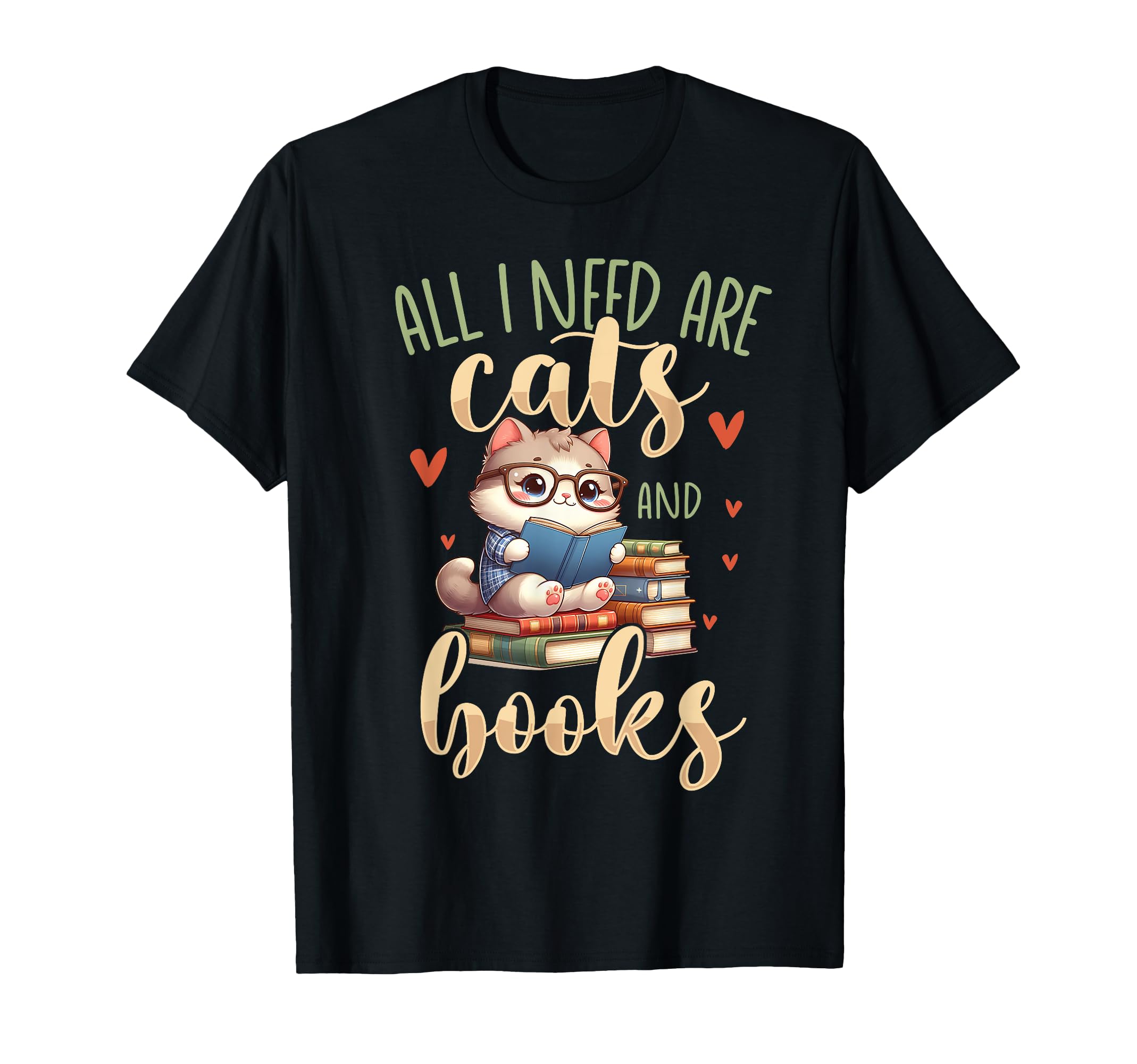 Cats Books Literature Reading Book T-Shirt - Minimalist Print Men Women - T-Shirt, Sweatshirt, Hoodie