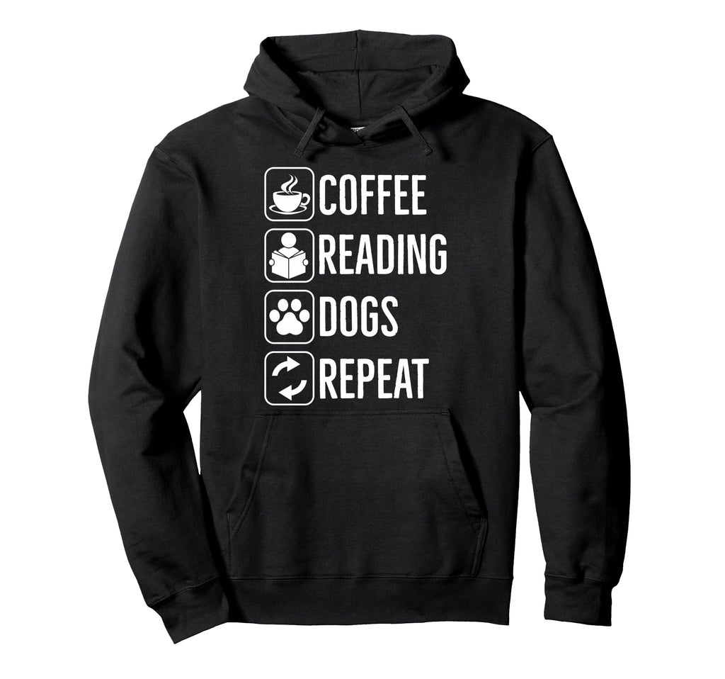 Coffee Reading Dogs Repeat Cozy Hoodie - Casual Everyday Wear Unisex - T-Shirt, Sweatshirt, Hoodie