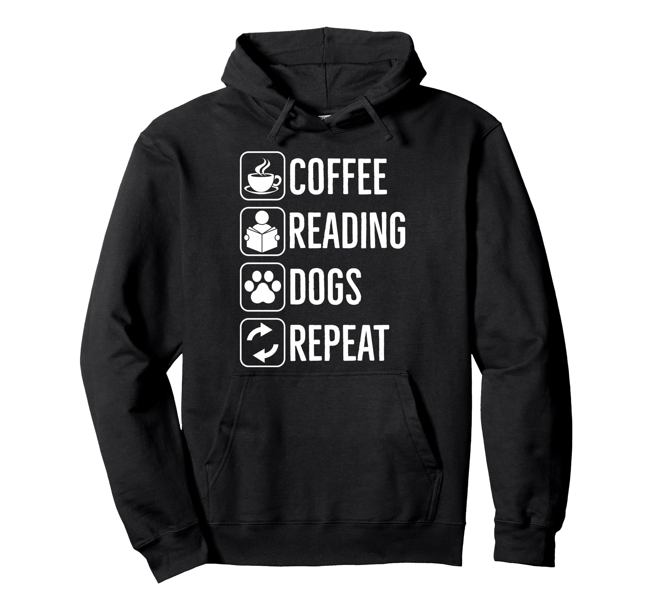 Coffee Reading Dogs Repeat Cozy Hoodie - Casual Everyday Wear Unisex - T-Shirt, Sweatshirt, Hoodie