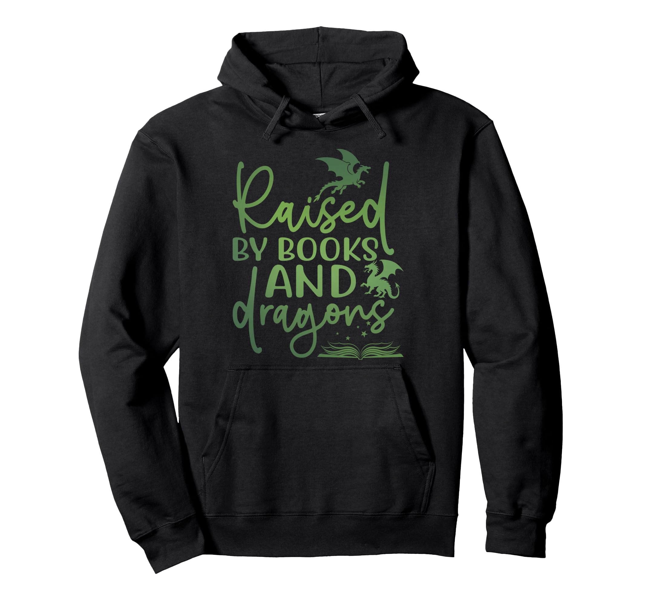 Raised Books And Dragons Fantasy Book Hoodie - Minimalist Print Unisex - T-Shirt, Sweatshirt, Hoodie