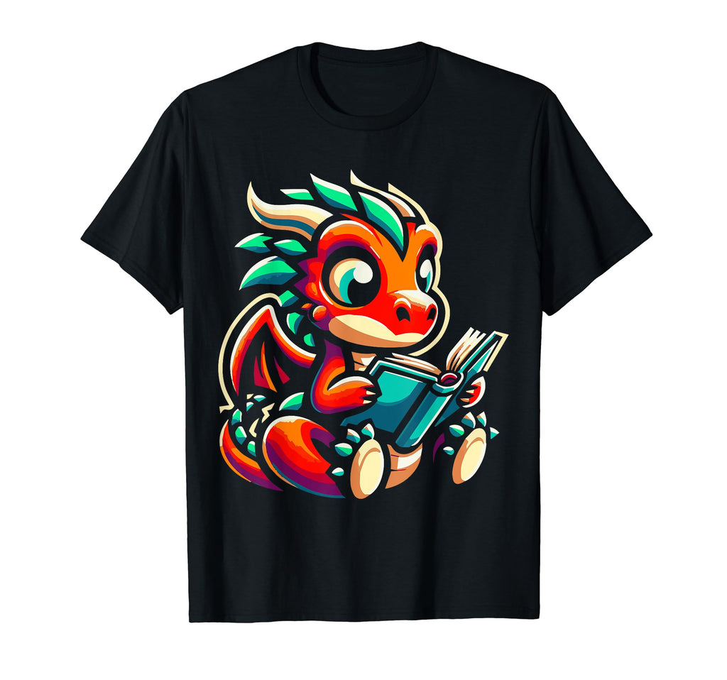 Dragon Reading Book Dragon T-Shirt - Fun Novelty Design for Adults - T-Shirt, Sweatshirt, Hoodie