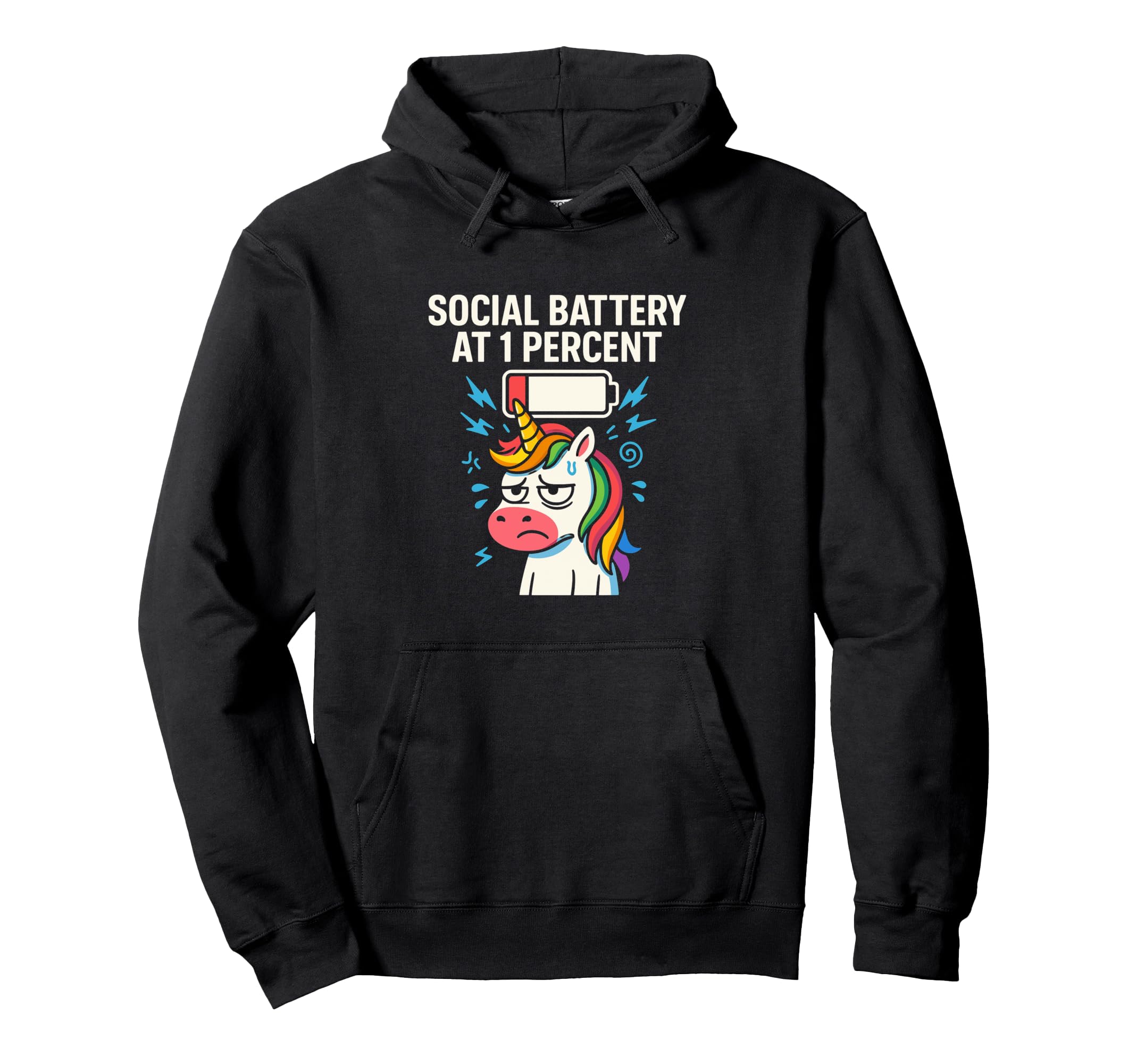 Social Battery 1 Percent Funny Hoodie - Fun Novelty Design Men Women - T-Shirt, Sweatshirt, Hoodie