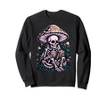 Floral Mushroom Skeleton Reading Book Sweatshirt - Graphic Print Unisex - T-Shirt, Sweatshirt, Hoodie