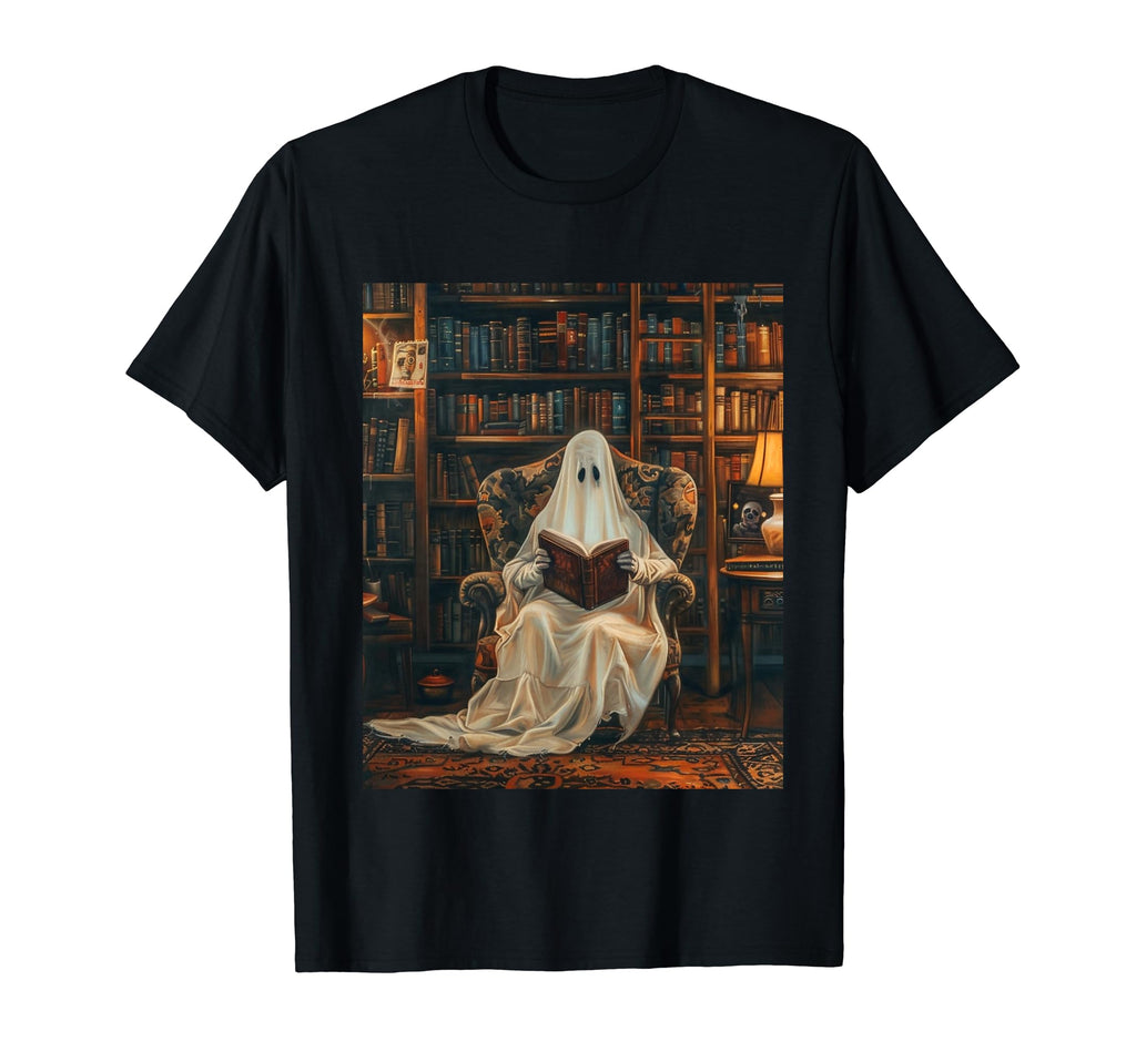Funny Bibliophile Ghost Library T-Shirt - Unique Graphic Men Women - T-Shirt, Sweatshirt, Hoodie