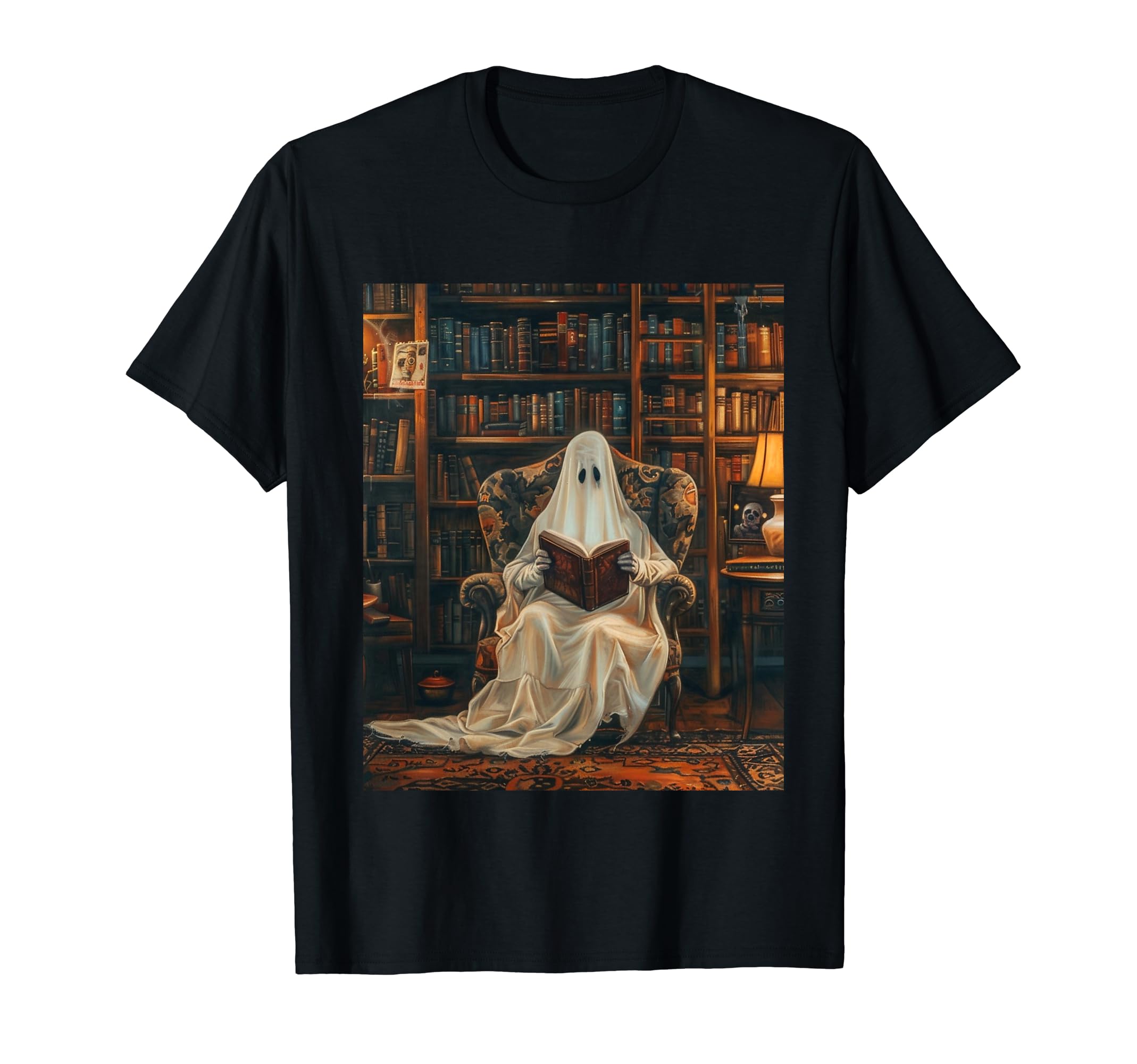 Funny Bibliophile Ghost Library T-Shirt - Unique Graphic Men Women - T-Shirt, Sweatshirt, Hoodie