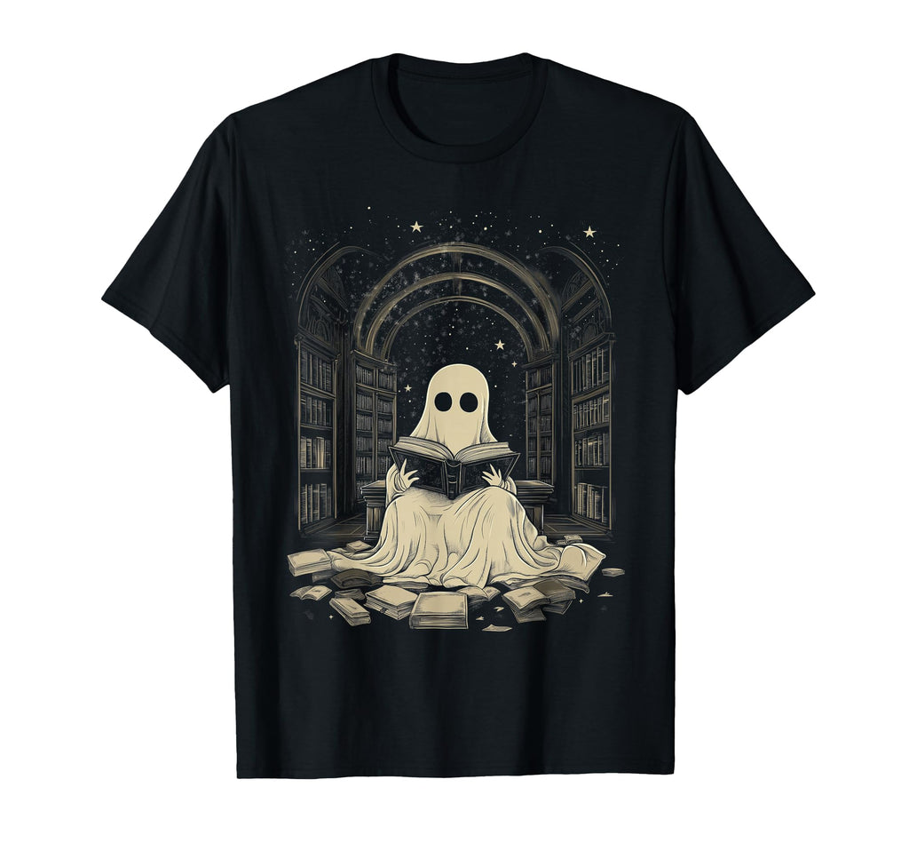 Ghost Librarian Reading Haunted T-Shirt - Custom Art Print Men Women - T-Shirt, Sweatshirt, Hoodie