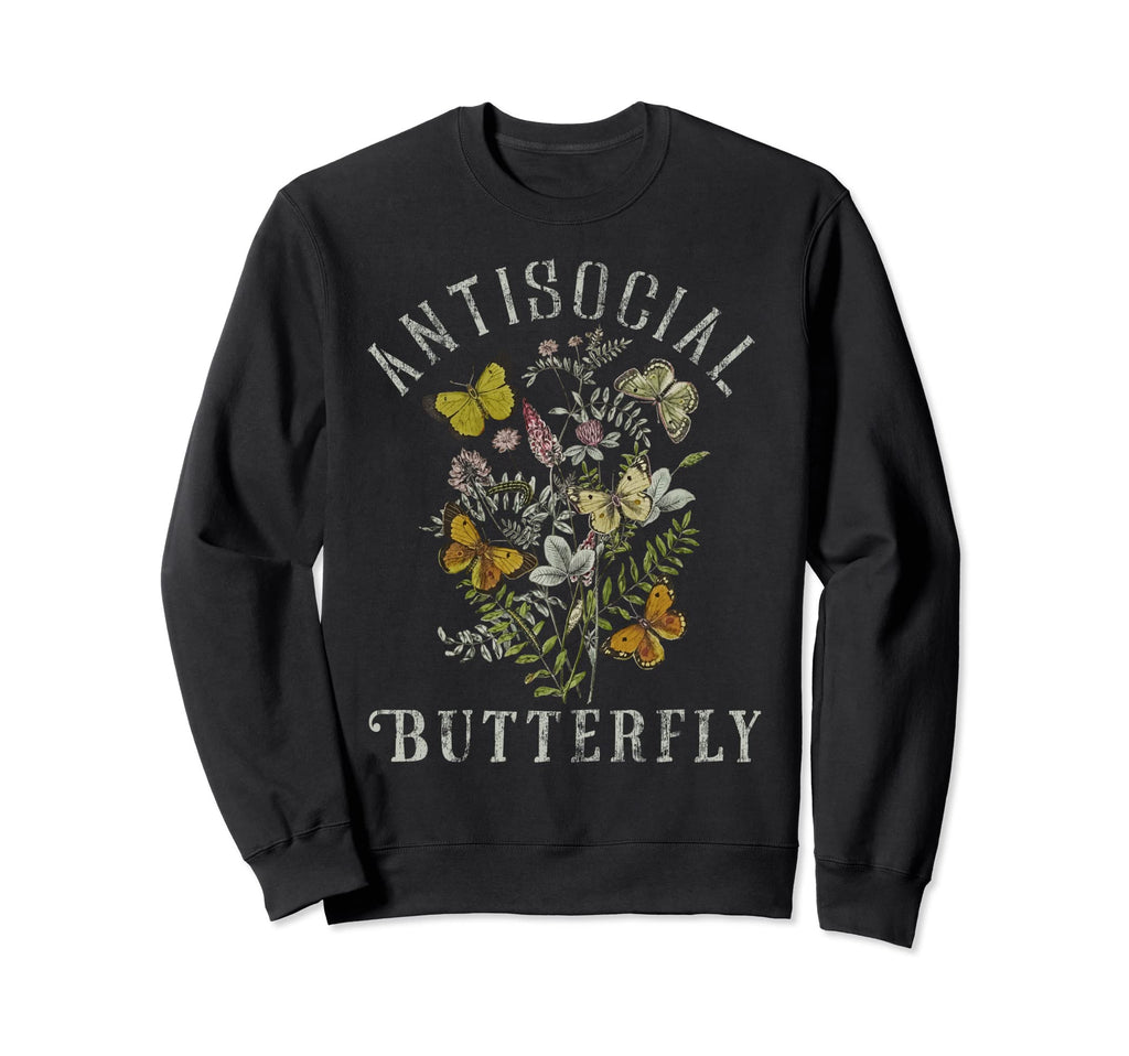 Antisocial Butterfly Fairy Grunge Sweatshirt - Novelty Apparel Unisex - T-Shirt, Sweatshirt, Hoodie