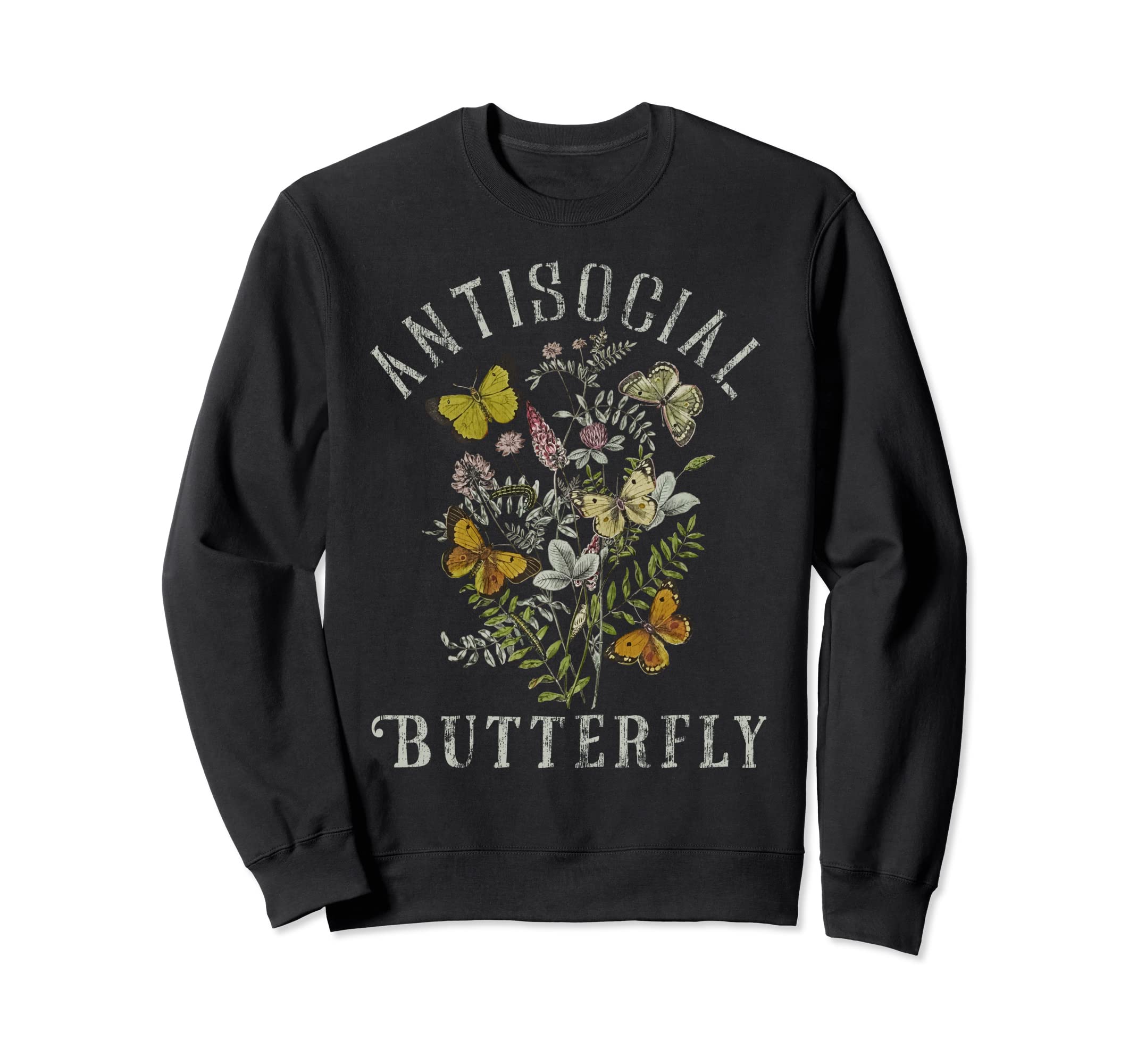 Antisocial Butterfly Fairy Grunge Sweatshirt - Novelty Apparel Unisex - T-Shirt, Sweatshirt, Hoodie