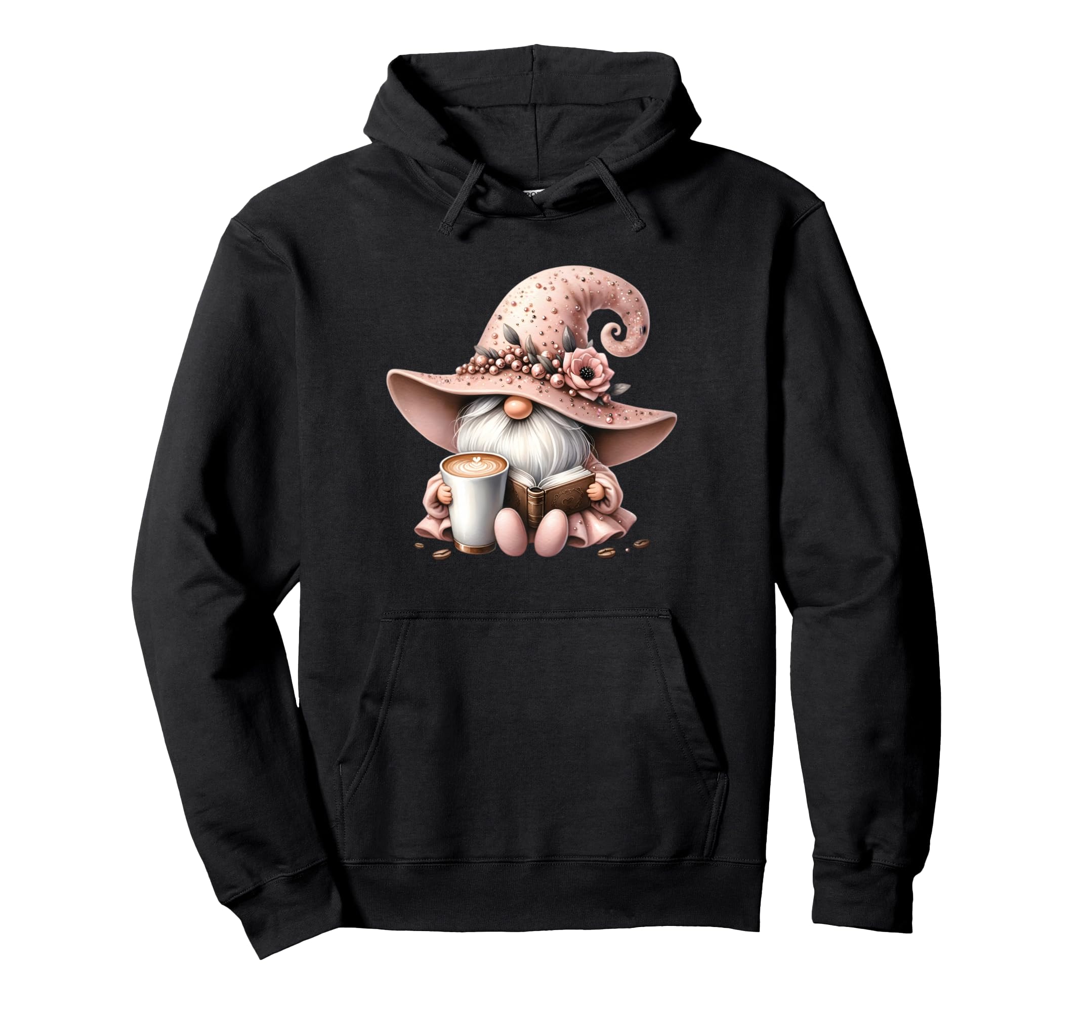 Coffee And Books Gnome Librarian And Hoodie - Graphic Print Men Women - T-Shirt, Sweatshirt, Hoodie