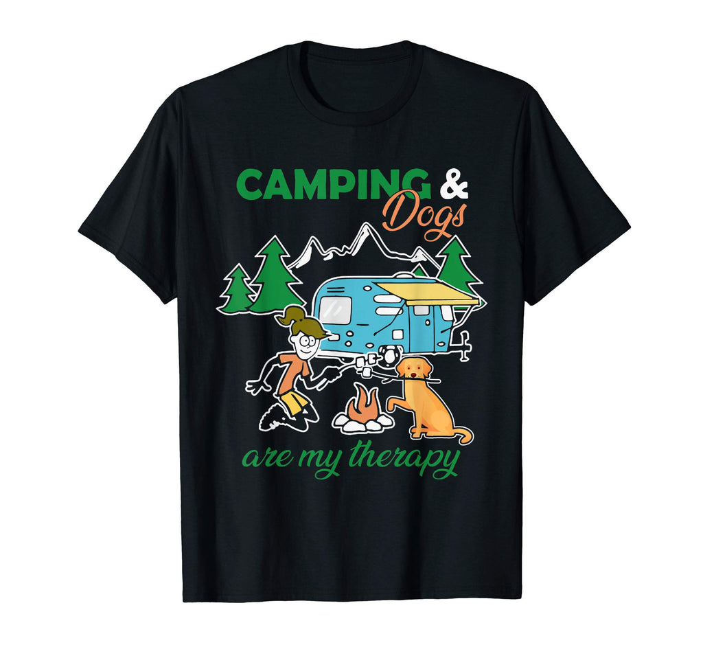 Camping And Dogs Are My Therapy Gift T-Shirt - Custom Art Print Men Women - T-Shirt, Sweatshirt, Hoodie
