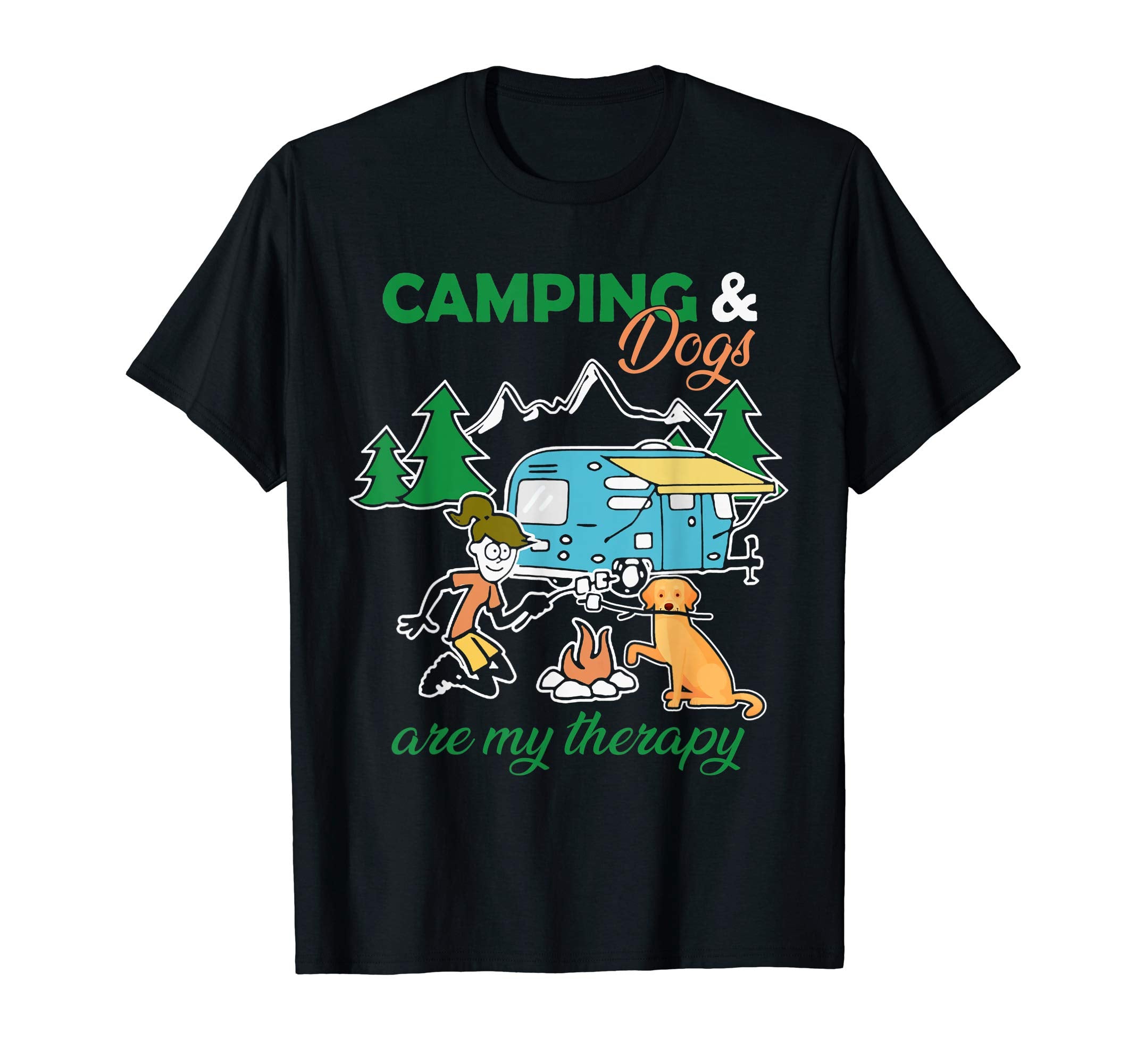 Camping And Dogs Are My Therapy Gift T-Shirt - Custom Art Print Men Women - T-Shirt, Sweatshirt, Hoodie