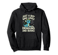 Just Who Loves Dragons And Books Fantasy Hoodie - Graphic Print Unisex - T-Shirt, Sweatshirt, Hoodie