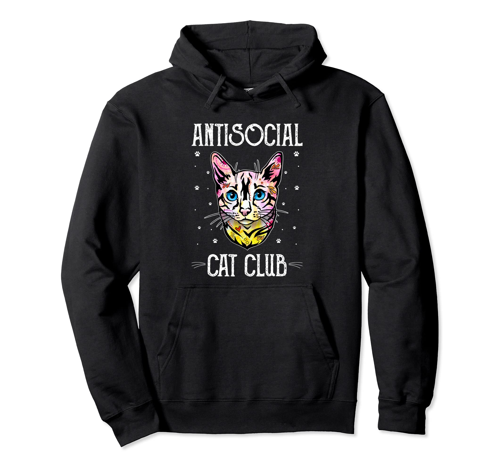 Antisocial Cat Club Introvert Cat Lover Hoodie - Trendy Graphic Men Women - T-Shirt, Sweatshirt, Hoodie