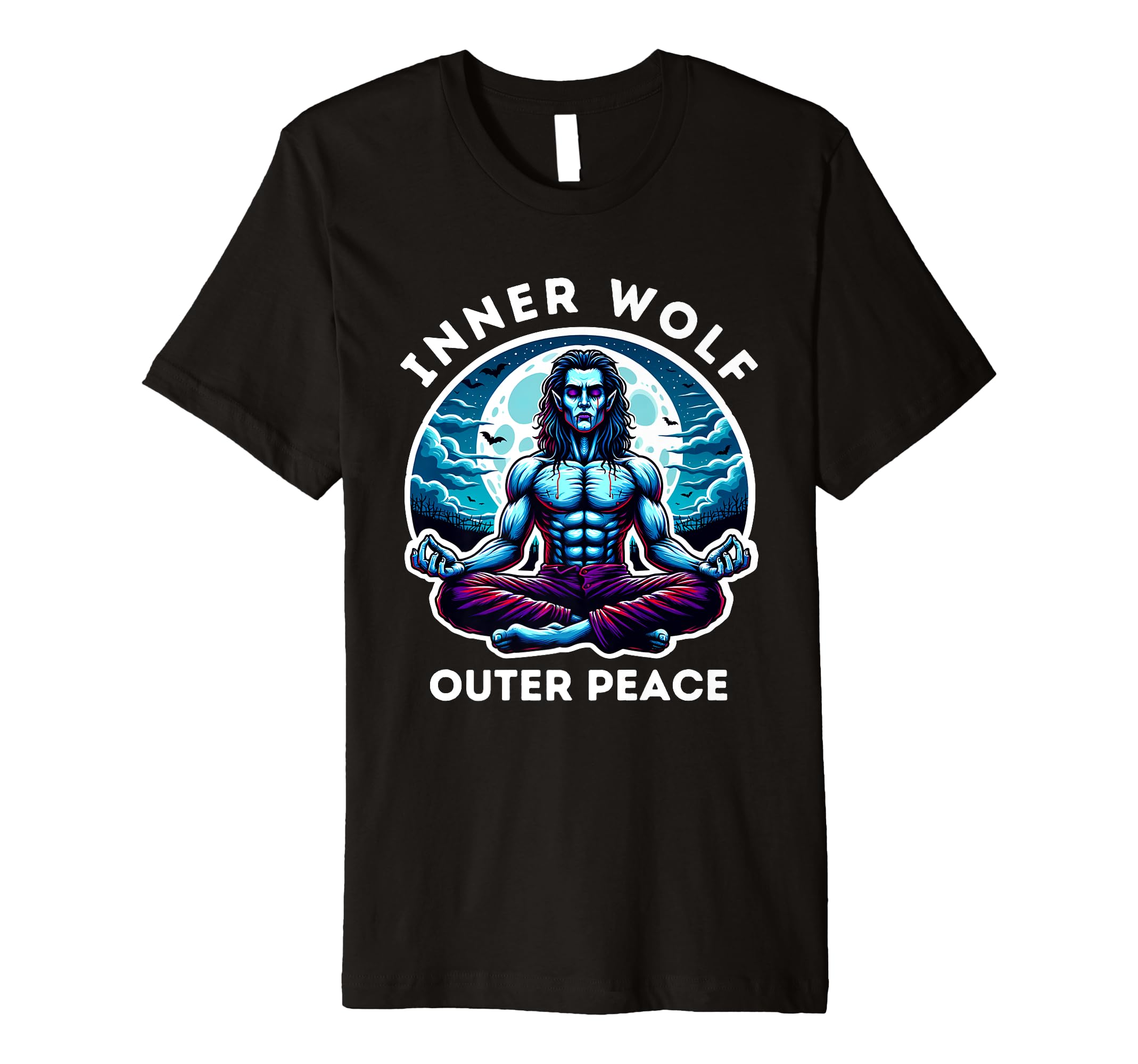 Meditating Werewolf Moonlight Horror T-Shirt - Custom Art Print for Adults - T-Shirt, Sweatshirt, Hoodie
