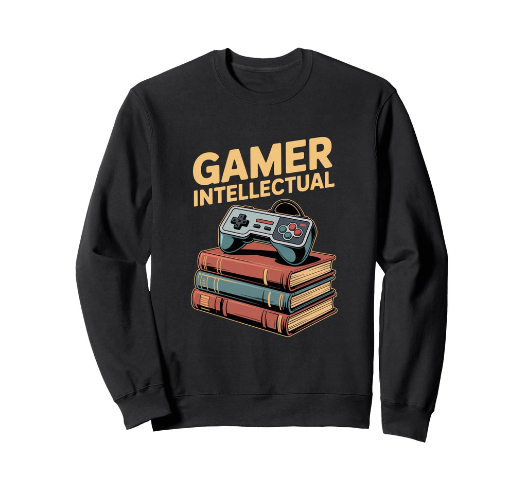 Gamer Intellectual Controller Books Sweatshirt - Graphic Print Men Women - T-Shirt, Sweatshirt, Hoodie