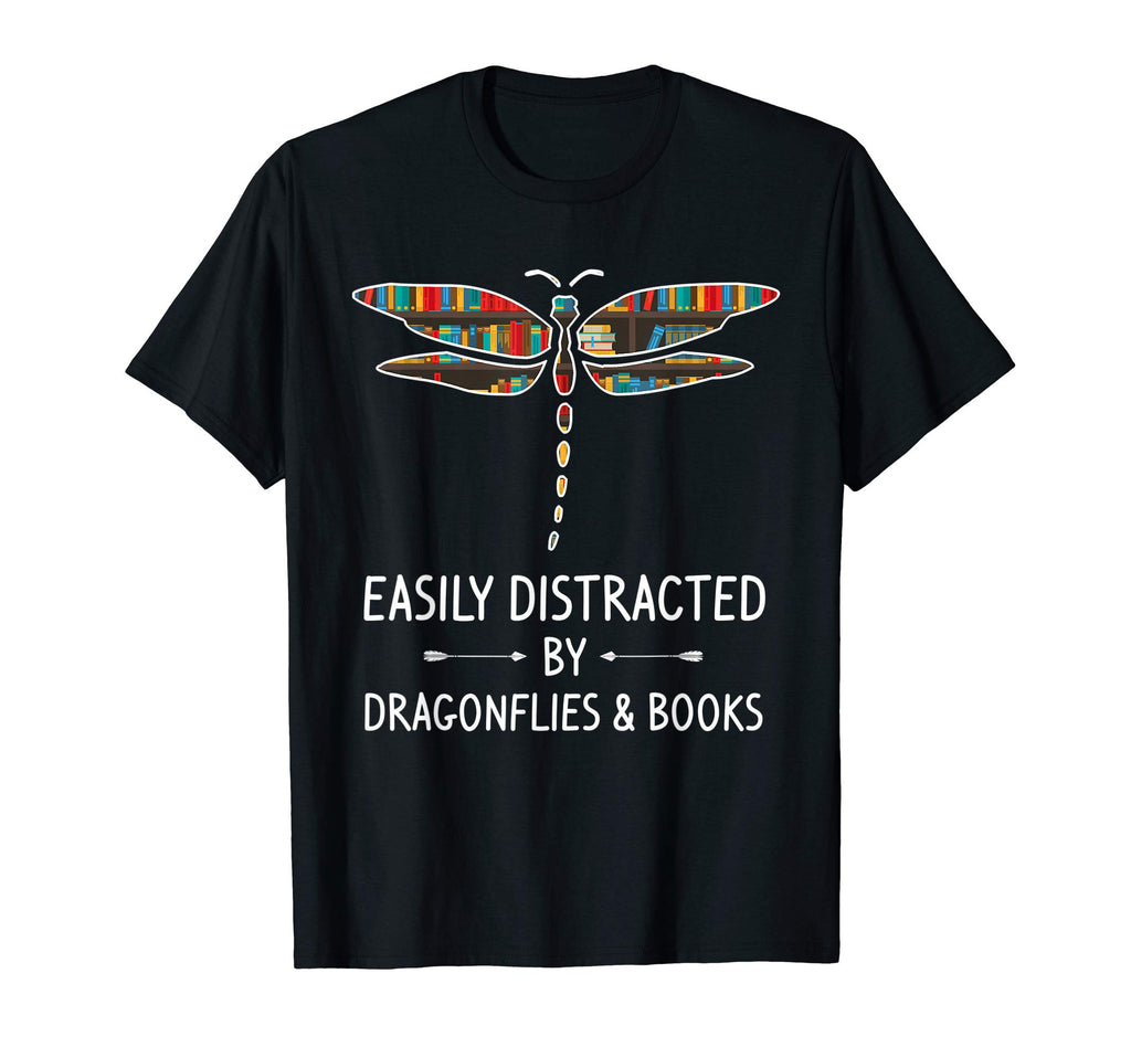 Easily Distracted Dragonflies Books T-Shirt - Unique Graphic for Adults - T-Shirt, Sweatshirt, Hoodie