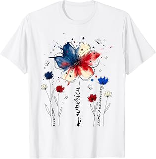 250th Anniversary USA Women Patriotic 4th of July Floral T-Shirt Unisex T-shirt, Sweatshirt, Hoodie, Long Sleeve Tee - T-Shirt, Sweatshirt, Hoodie