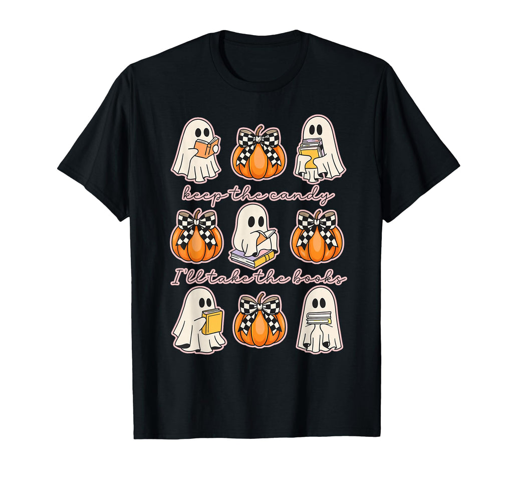 Halloween Book Lover Ghost Take Candy T-Shirt - Unique Graphic Men Women - T-Shirt, Sweatshirt, Hoodie