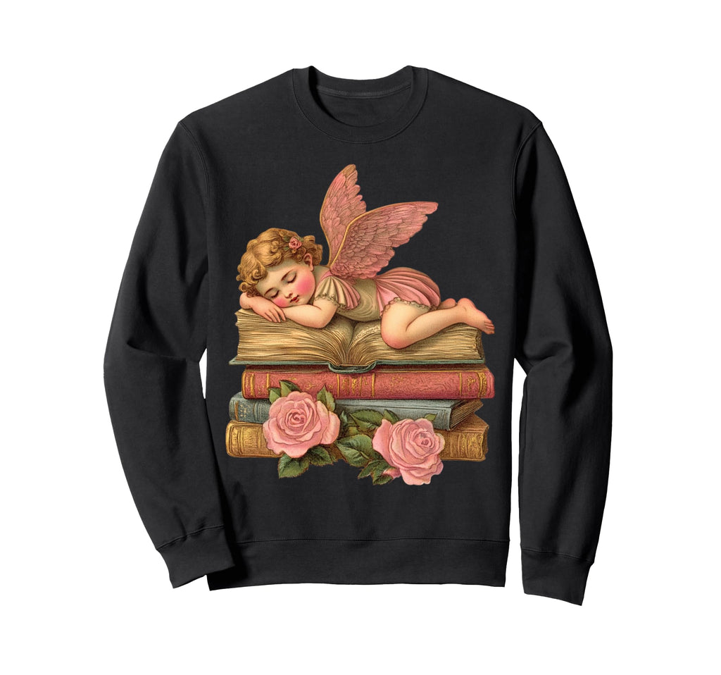 Valentines Day Cupid And Book Lover Sweatshirt - Graphic Print for Adults - T-Shirt, Sweatshirt, Hoodie