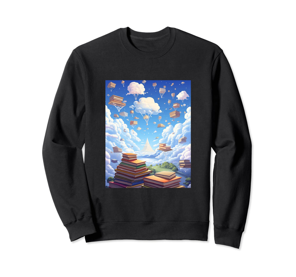 Book Reading Flying Books Bookworm Sweatshirt - Fun Novelty Design Unisex - T-Shirt, Sweatshirt, Hoodie