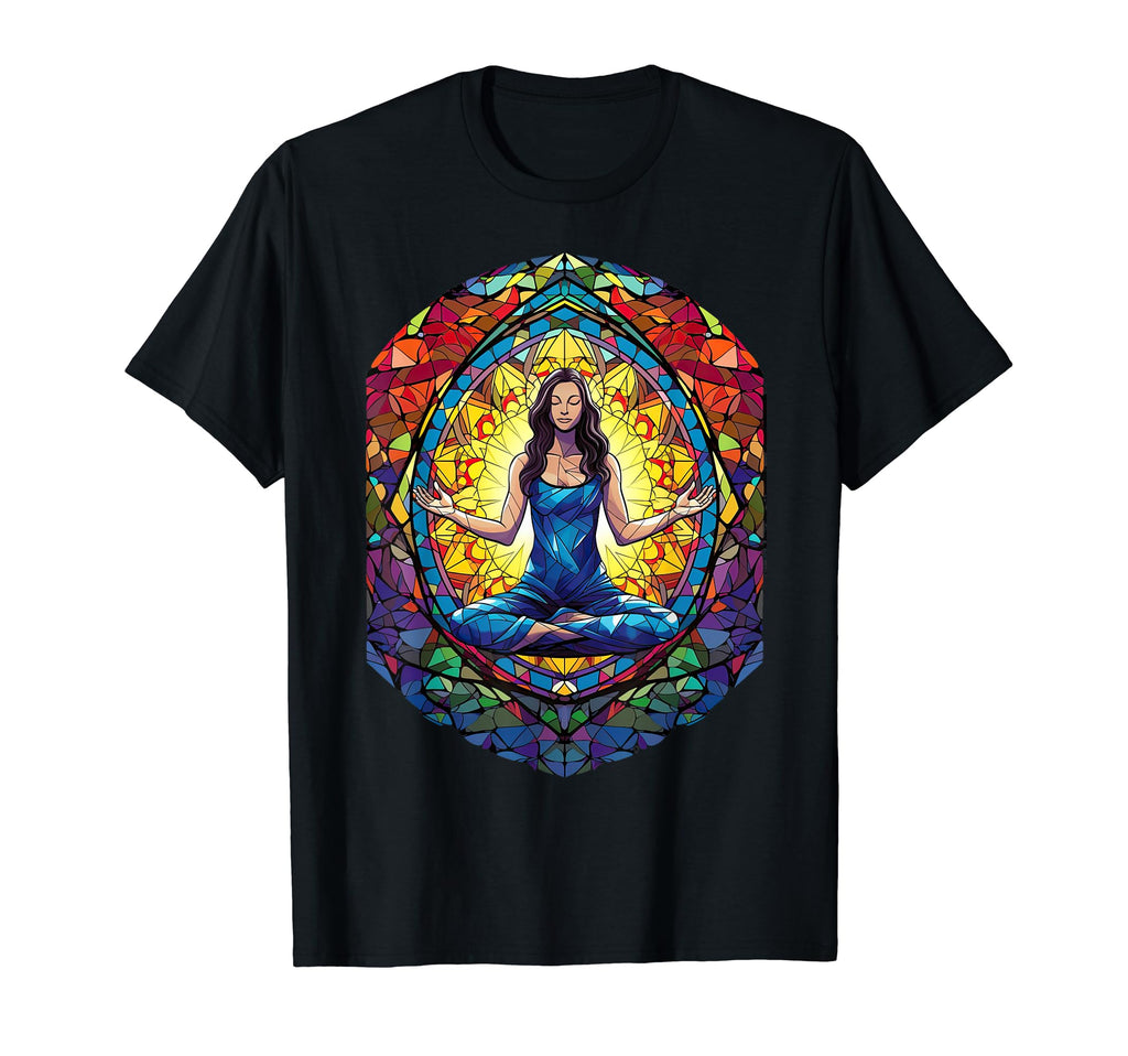 Stained Glass Namaste Spiritual T-Shirt - Fun Novelty Design Men Women - T-Shirt, Sweatshirt, Hoodie