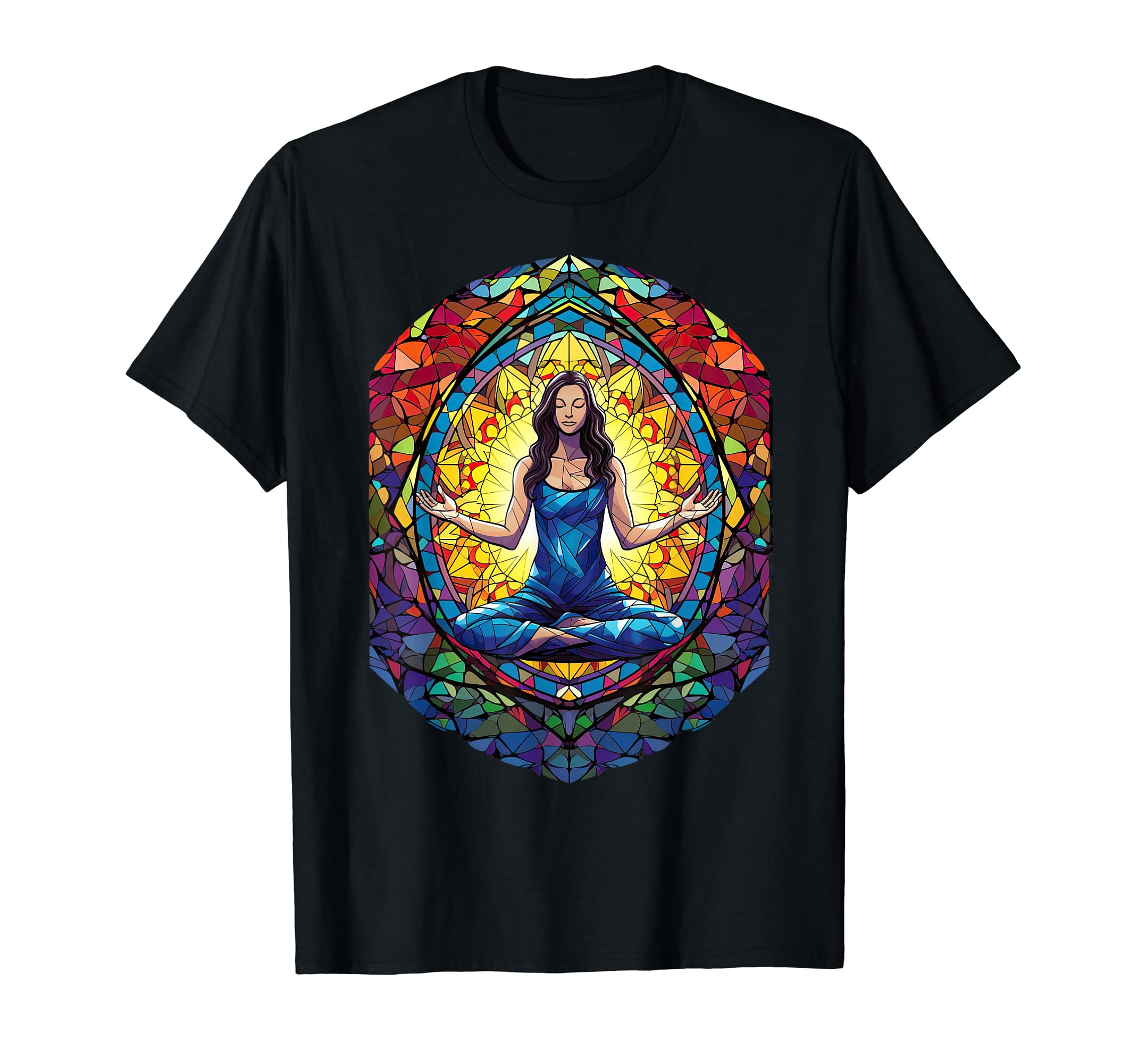 Stained Glass Namaste Spiritual T-Shirt - Fun Novelty Design Men Women - T-Shirt, Sweatshirt, Hoodie