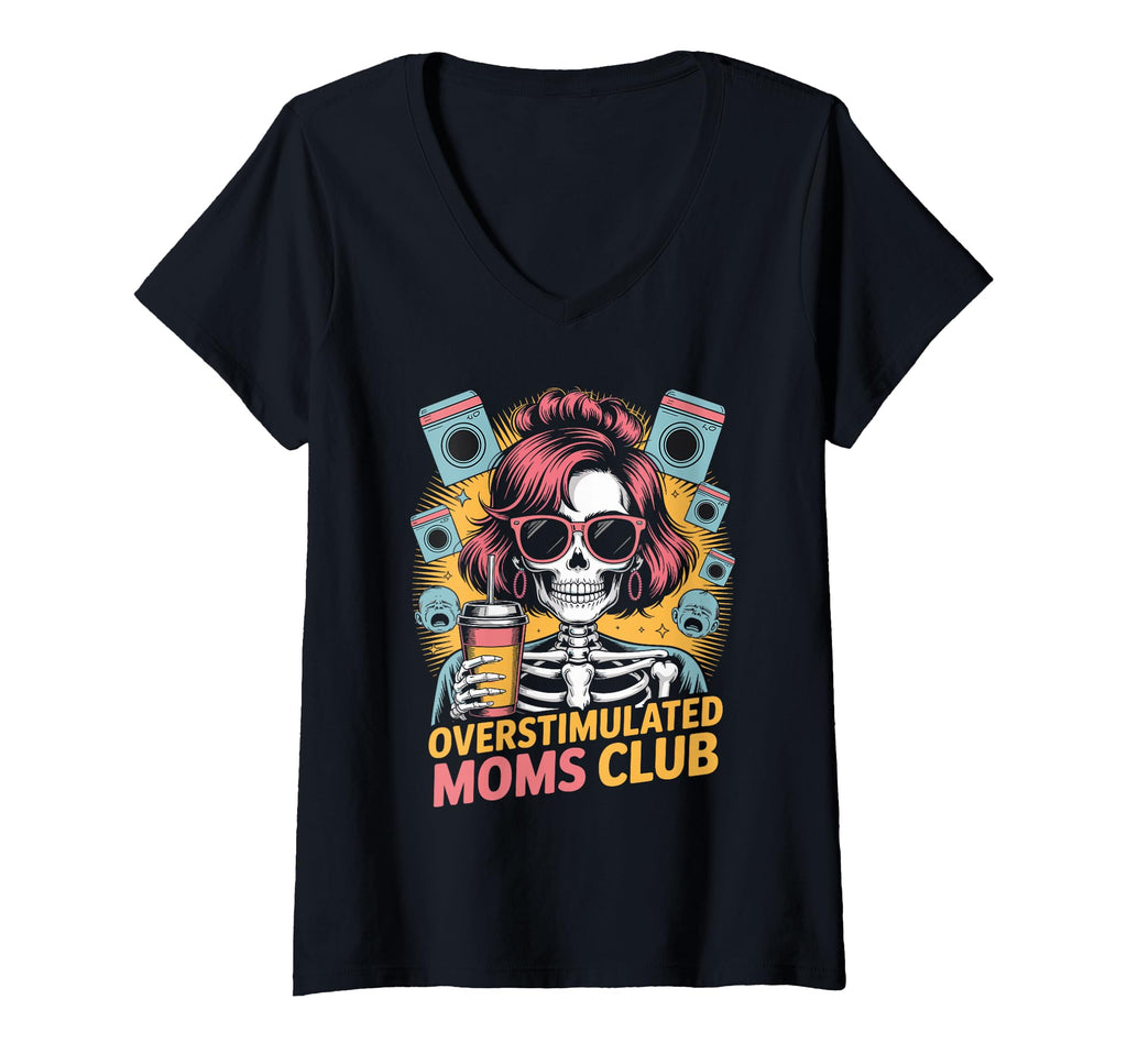 Moms Club Groovy Overstimulated Hoodie - Minimalist Print for Adults - T-Shirt, Sweatshirt, Hoodie