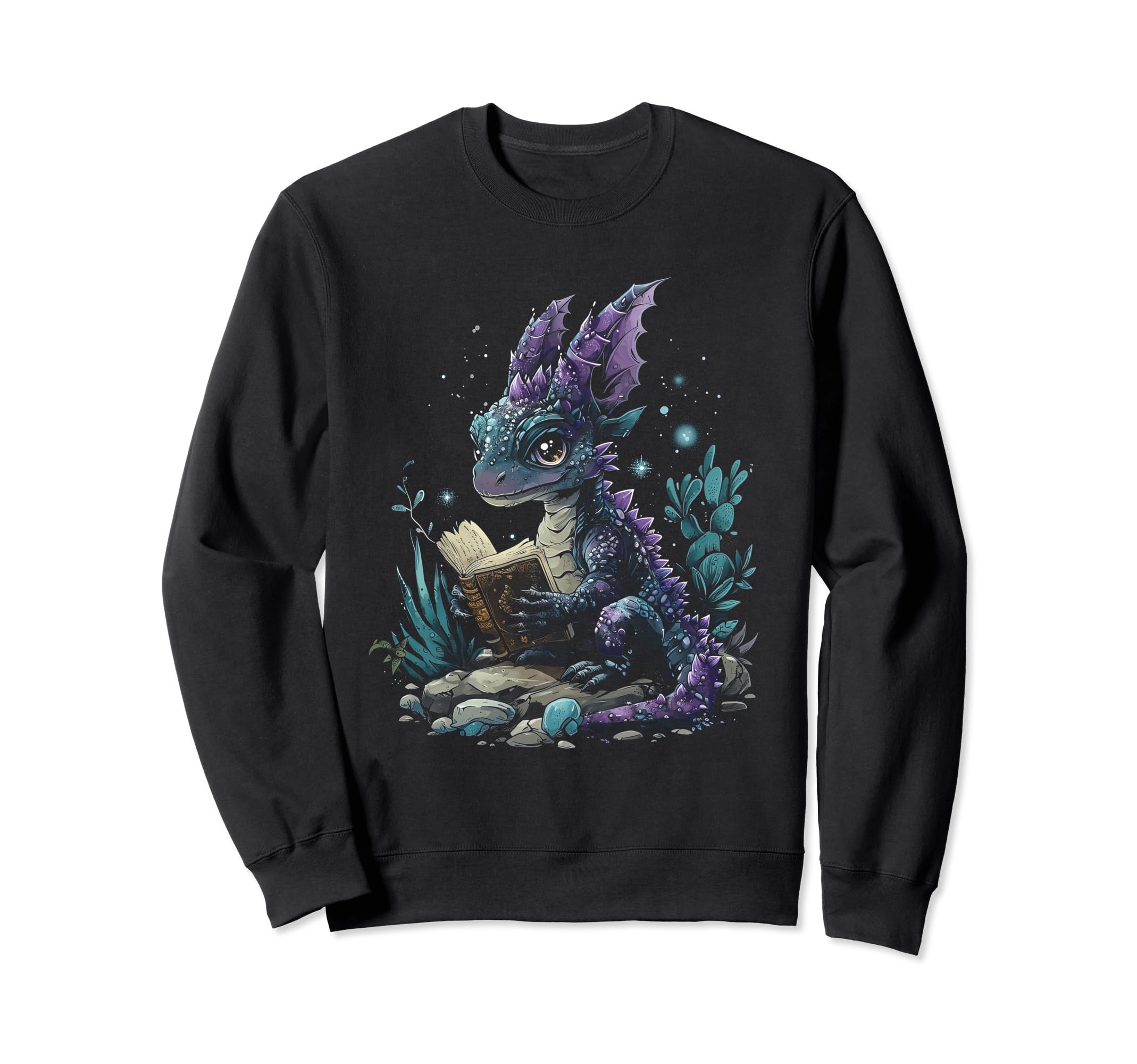 Dragon Reading Book Animal Sweatshirt - Minimalist Print Men Women - T-Shirt, Sweatshirt, Hoodie