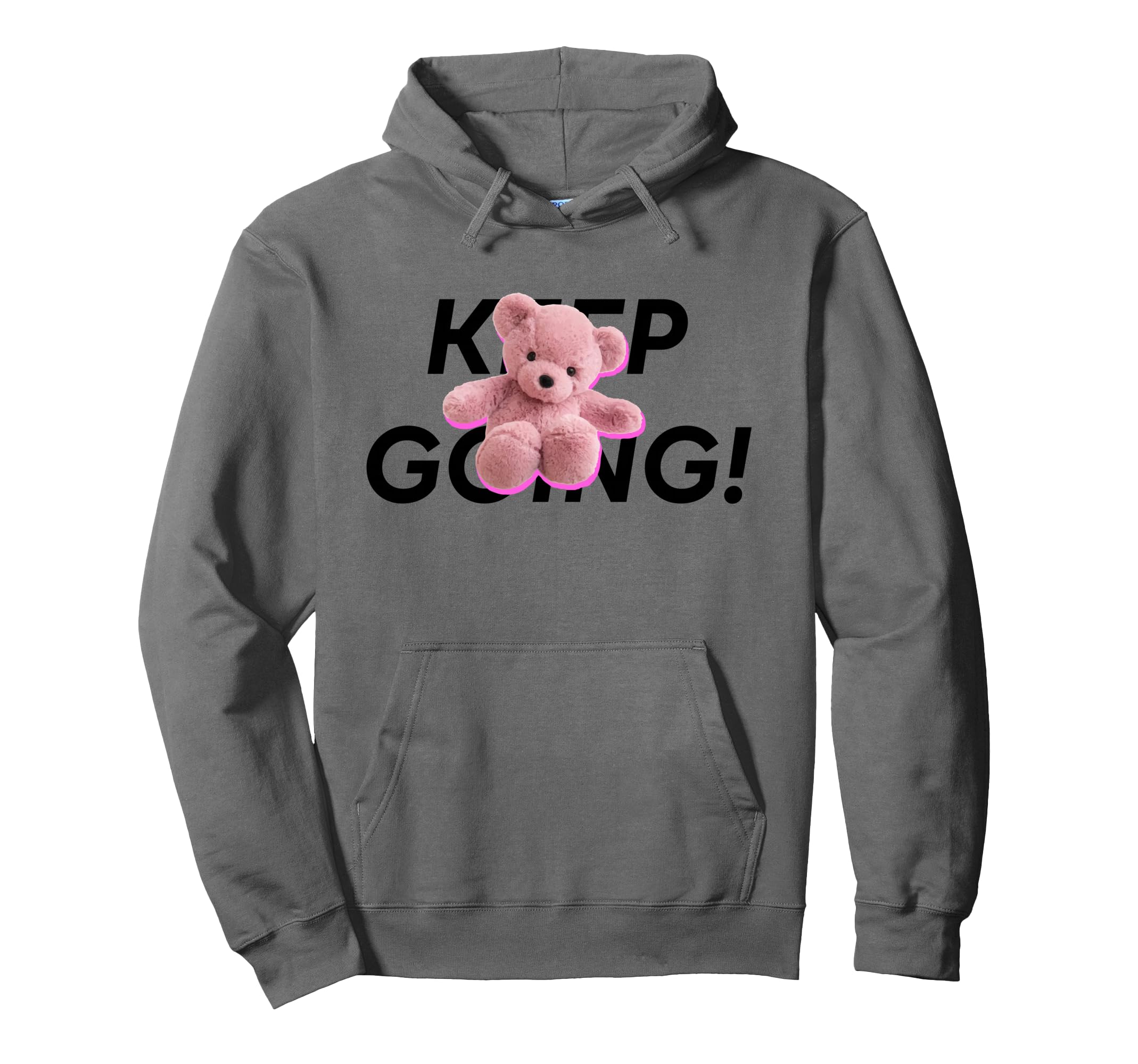 Teddy Bear Keep Going Illustration Hoodie - Aesthetic Graphic for Adults - T-Shirt, Sweatshirt, Hoodie