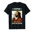 Coffee Gets Me Started Jesus Keeps Me T-Shirt - Unique Graphic for Adults - T-Shirt, Sweatshirt, Hoodie