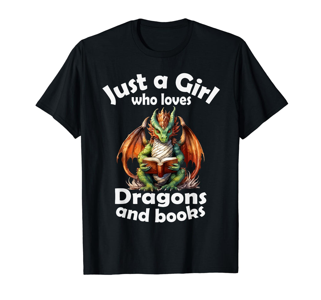 Just Who Loves Dragons And Books T-Shirt - Minimalist Print for Adults - T-Shirt, Sweatshirt, Hoodie