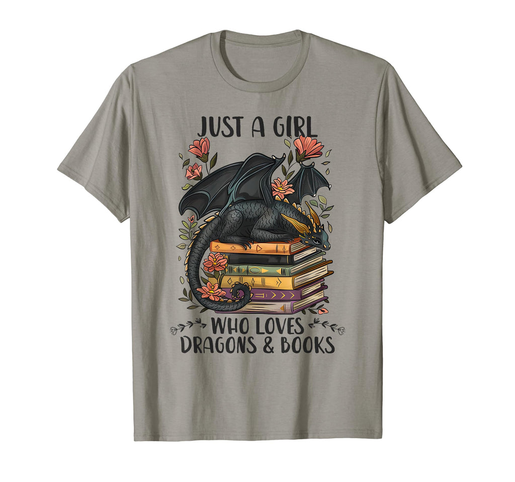 Just Who Loves Dragons Books T-Shirt - Minimalist Print Men Women - T-Shirt, Sweatshirt, Hoodie