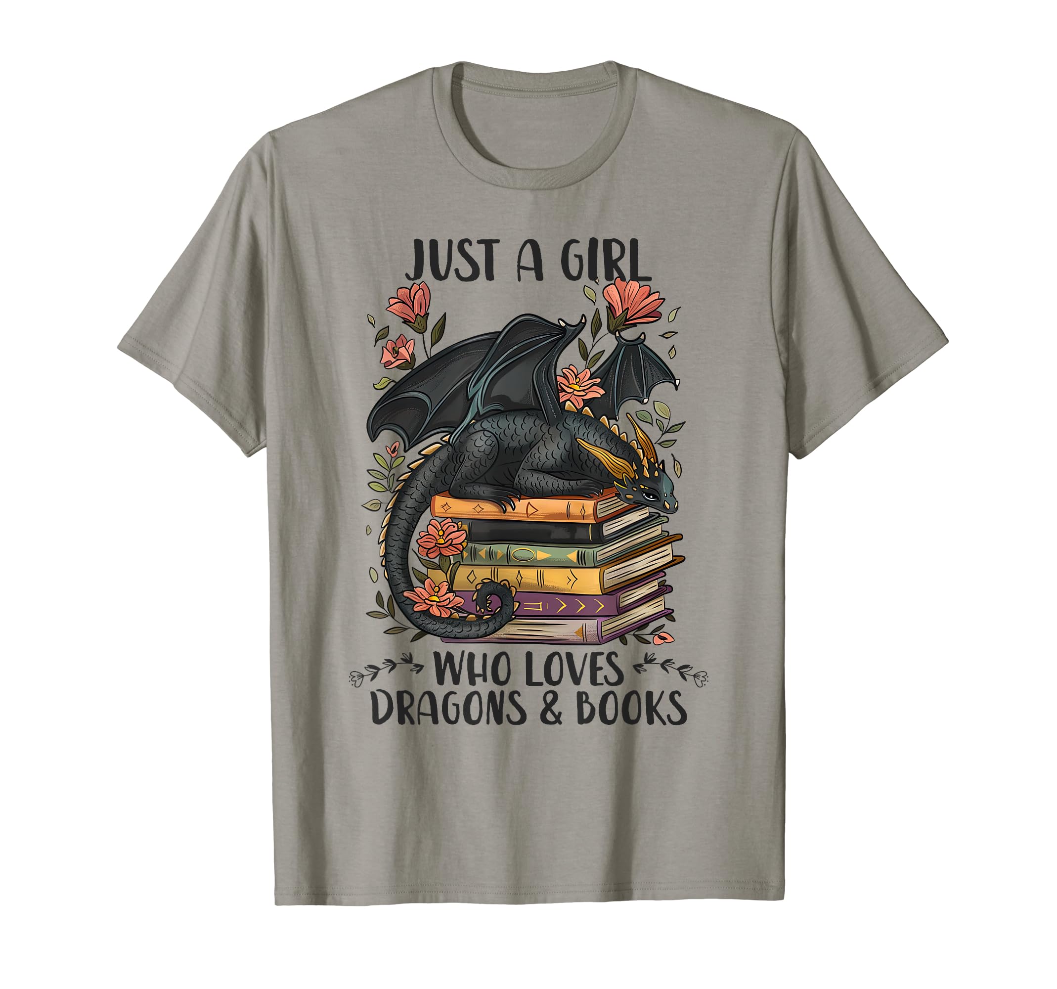 Just Who Loves Dragons Books T-Shirt - Minimalist Print Men Women - T-Shirt, Sweatshirt, Hoodie