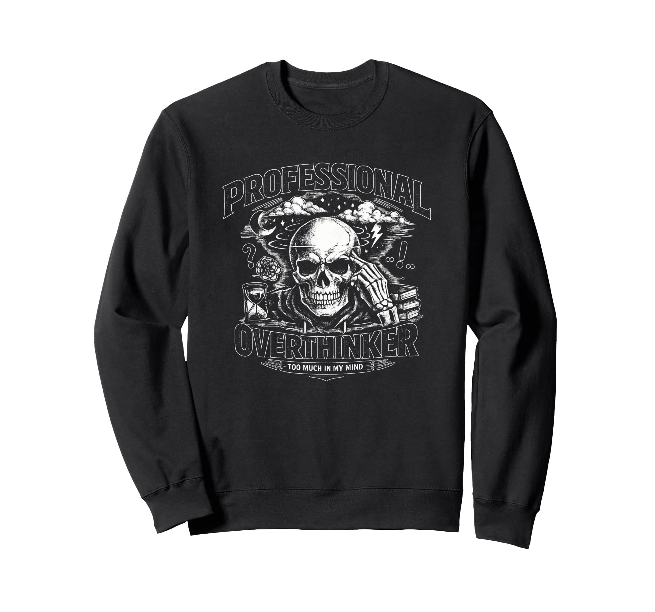 Professional Overthinker Skull Sweatshirt - Minimalist Print for Adults - T-Shirt, Sweatshirt, Hoodie