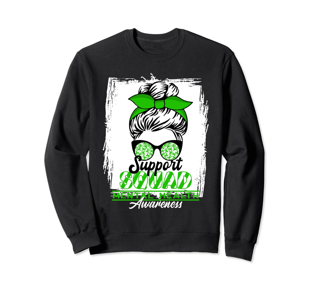 Messy Bun Support Awareness Squad Sweatshirt - Novelty Apparel for Adults - T-Shirt, Sweatshirt, Hoodie