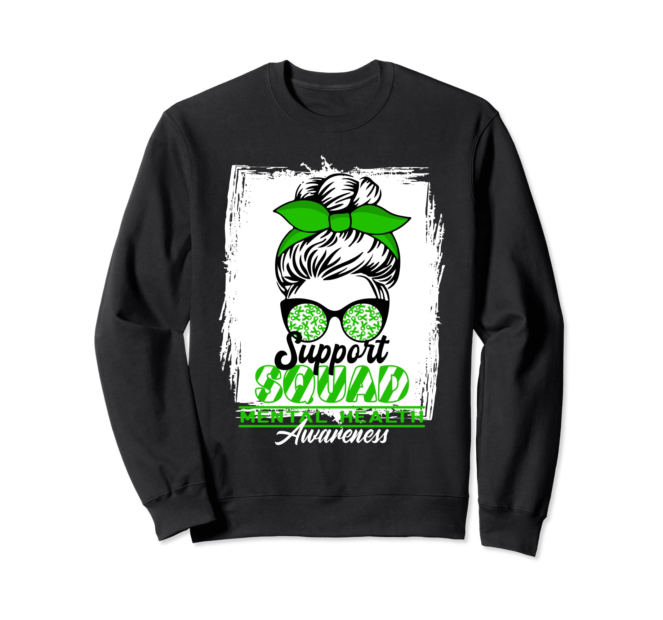 Messy Bun Support Awareness Squad Sweatshirt - Novelty Apparel for Adults - T-Shirt, Sweatshirt, Hoodie