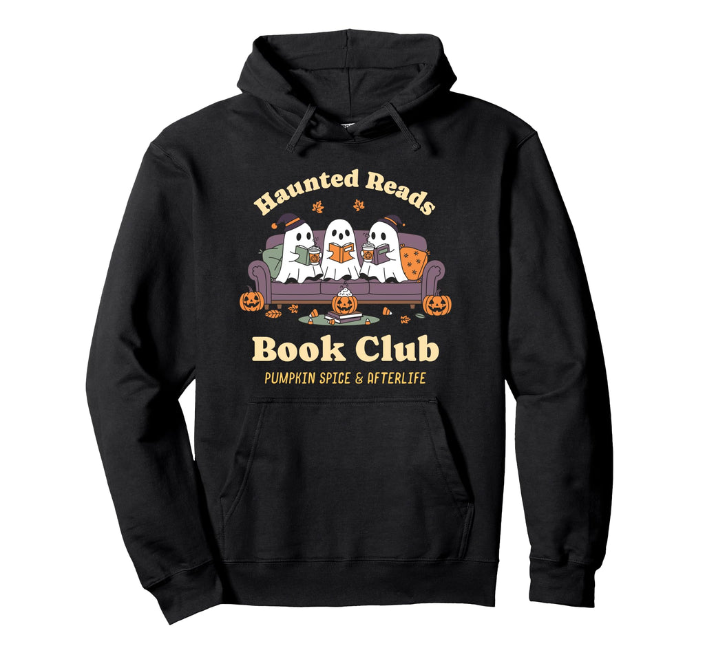 Bookish Ghost Reading Book Nerd Hoodie - Aesthetic Graphic for Adults - T-Shirt, Sweatshirt, Hoodie