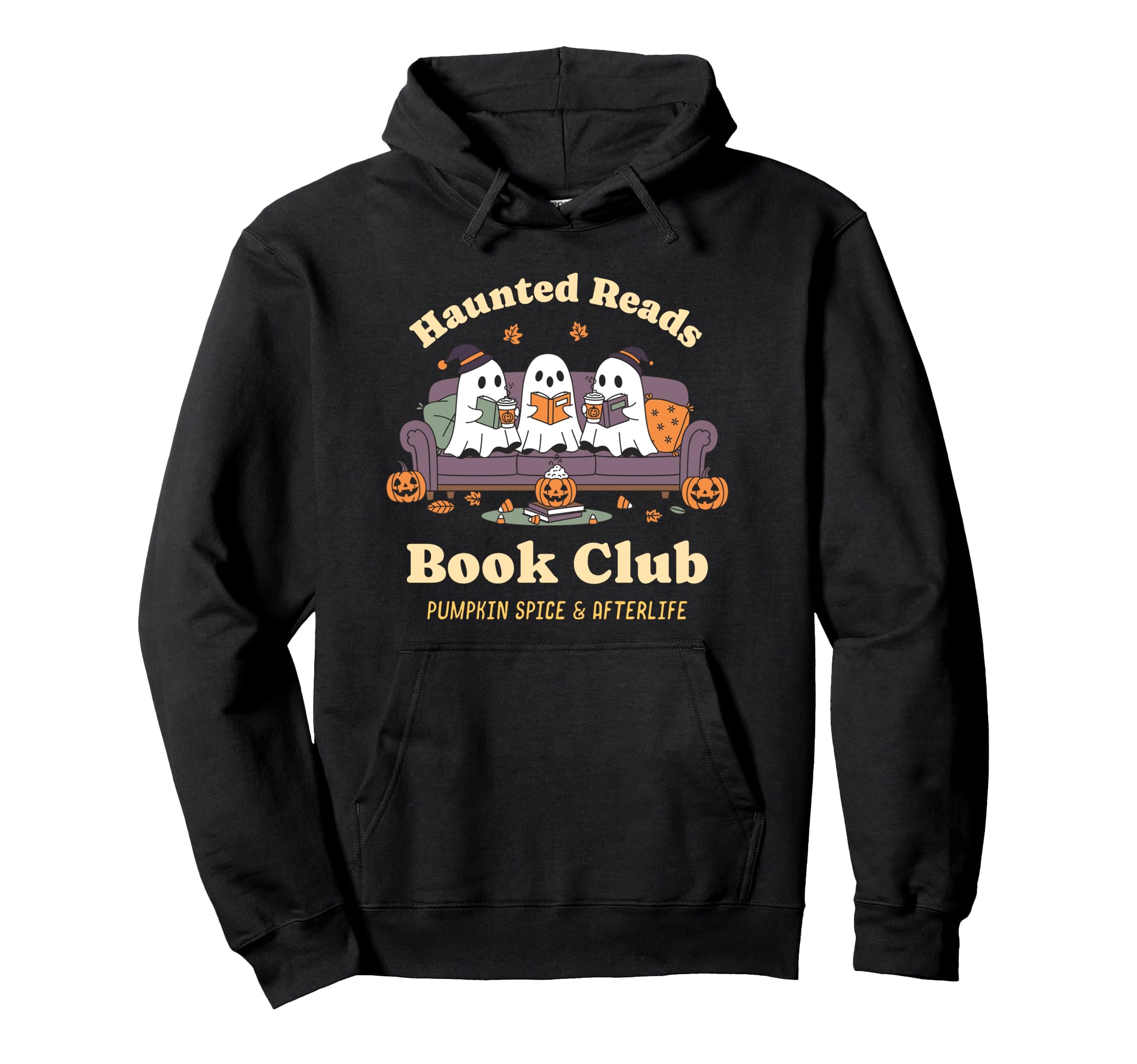 Bookish Ghost Reading Book Nerd Hoodie - Aesthetic Graphic for Adults - T-Shirt, Sweatshirt, Hoodie