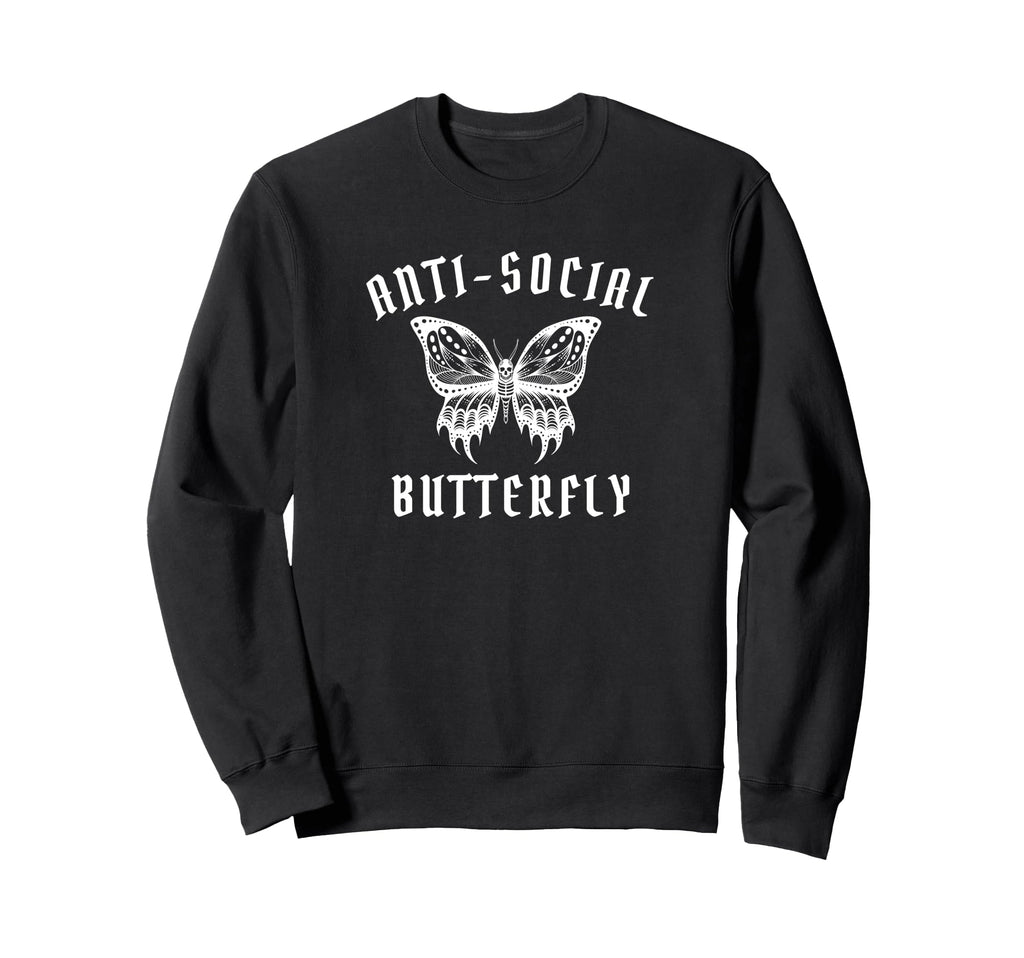 Anti Social Butterfly Introvert Sweatshirt - Trendy Graphic Men Women - T-Shirt, Sweatshirt, Hoodie
