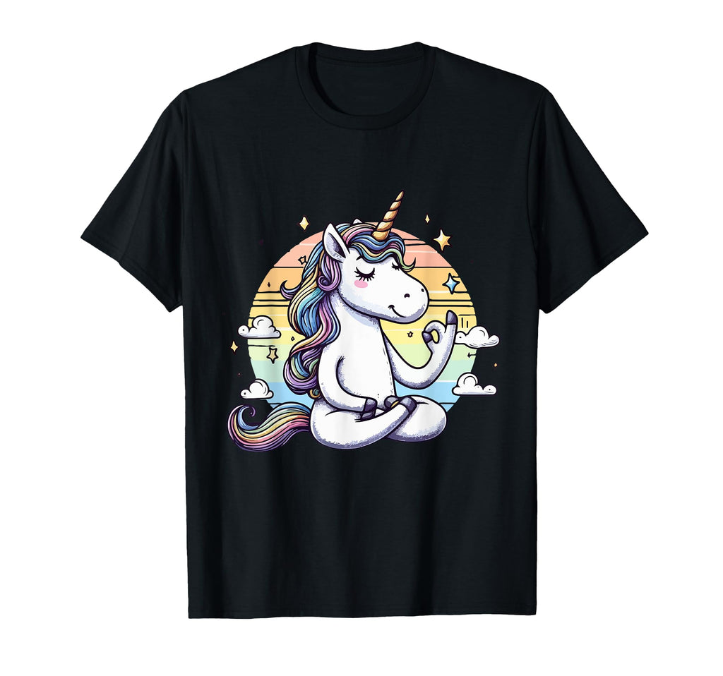 Meditation Unicorn Yoga Pose Relaxing T-Shirt - Minimalist Print Unisex - T-Shirt, Sweatshirt, Hoodie