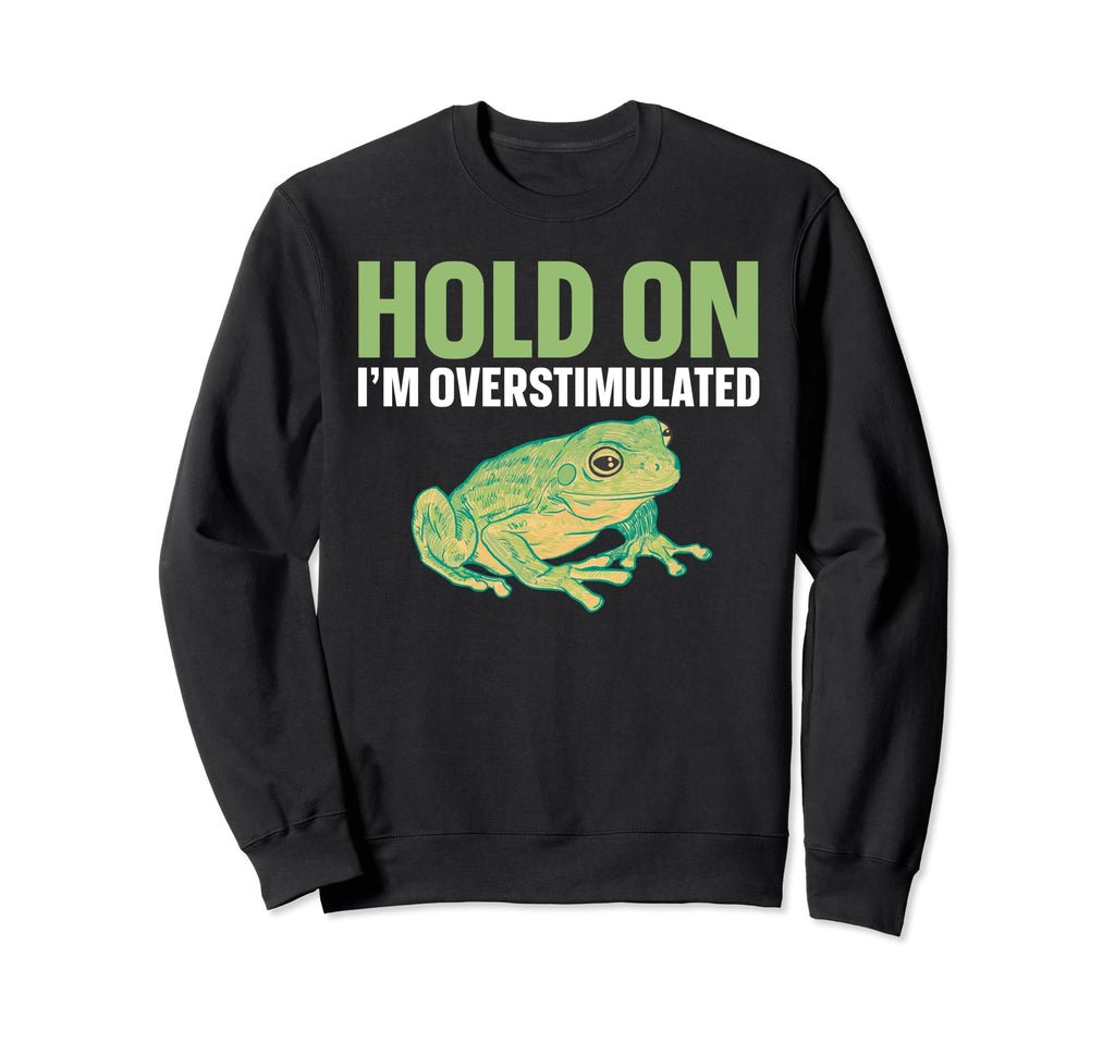 Hold Im Overstimulated Sweatshirt - Aesthetic Graphic for Adults - T-Shirt, Sweatshirt, Hoodie