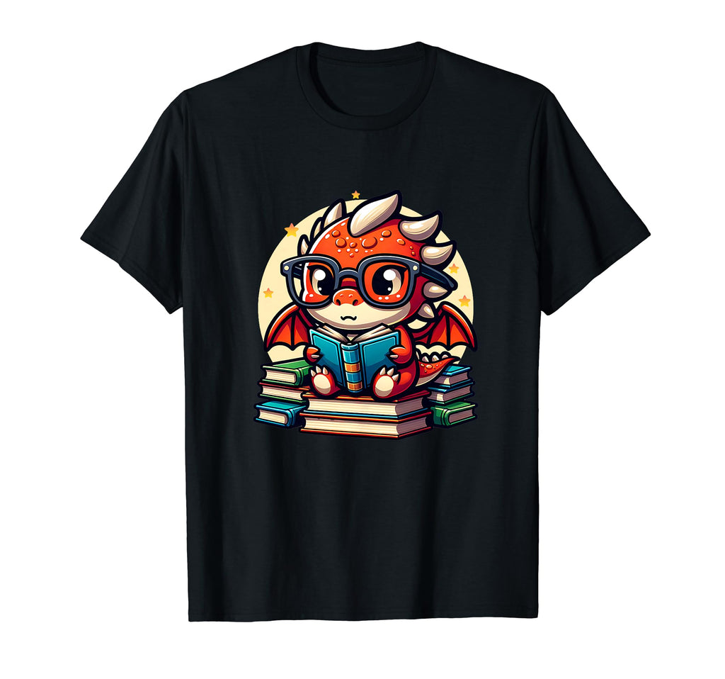 Dragon Glasses Reading Book Bookworm Nerd T-Shirt - Minimalist Print Unisex - T-Shirt, Sweatshirt, Hoodie