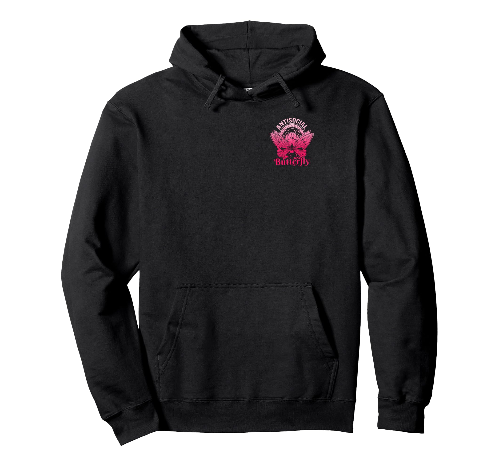 Antisocial Butterfly Moth Gothic Dark Hoodie - Minimalist Print for Adults - T-Shirt, Sweatshirt, Hoodie