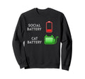 Social Battery Low Cats Battery Full Sweatshirt - Unique Graphic Men Women - T-Shirt, Sweatshirt, Hoodie