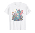 Adorable Dragon Reading Flower Garden T-Shirt - Graphic Print Men Women - T-Shirt, Sweatshirt, Hoodie