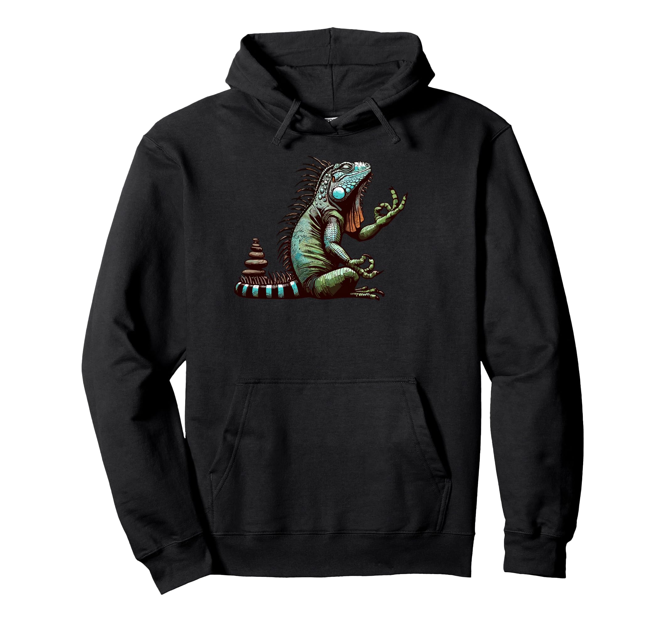 Meditation Iguana Yoga Pose Hoodie - Casual Everyday Wear Men Women - T-Shirt, Sweatshirt, Hoodie