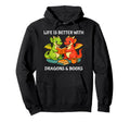 Life Is Better Dragons And Books Dragon Hoodie - Custom Art Print Unisex - T-Shirt, Sweatshirt, Hoodie