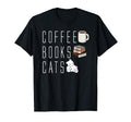 Coffee Books Cats Bookworm Librarian Gift T-Shirt - Trendy Graphic Unisex - T-Shirt, Sweatshirt, Hoodie